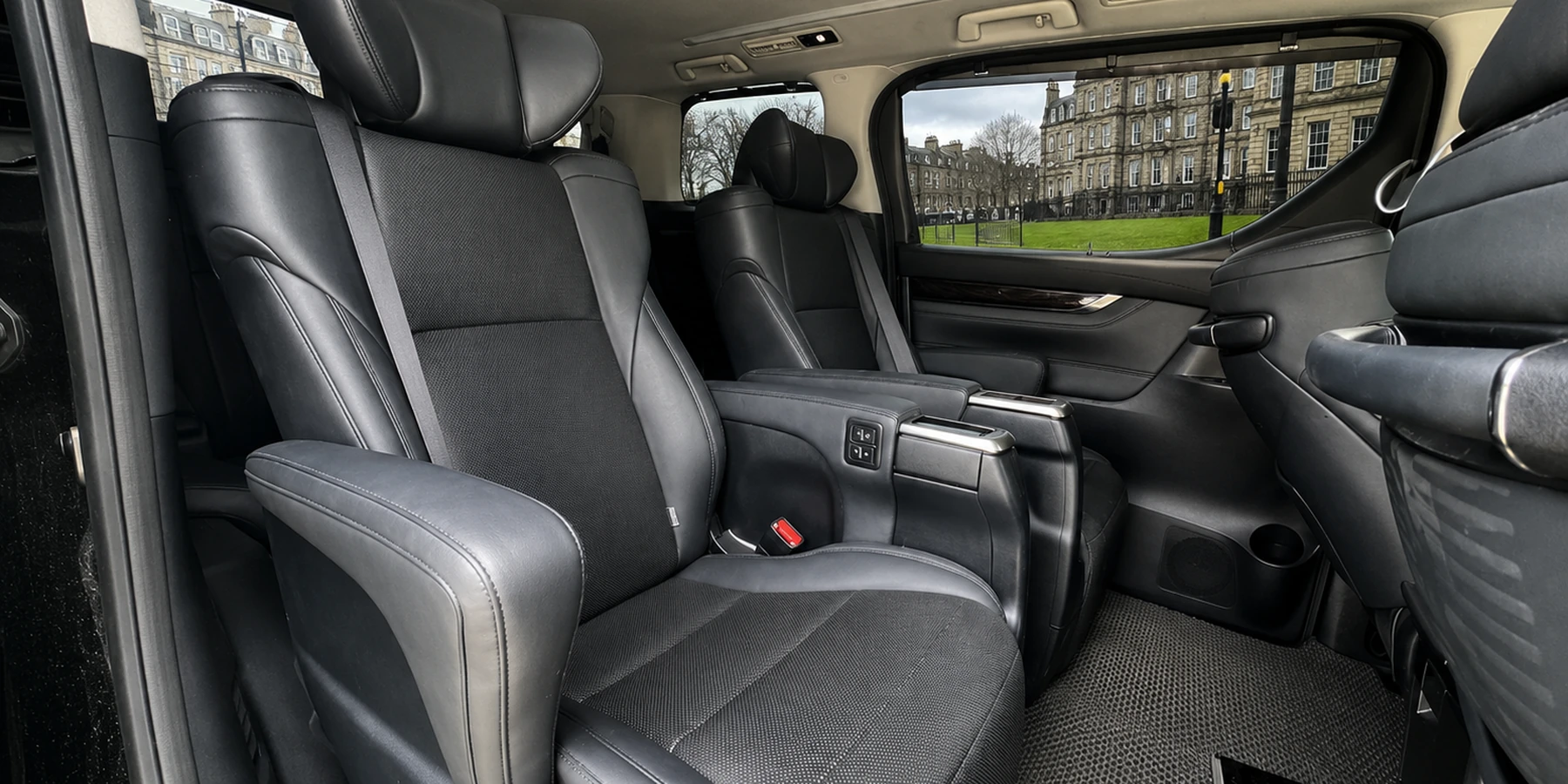 Alphard interior — reclining captain seats in the middle row, MegaSpace Private Journeys