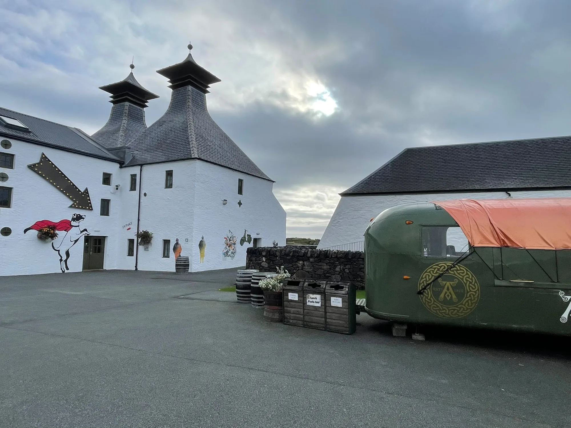 Ardbeg Distillery pagoda roofs and courtyard, Islay